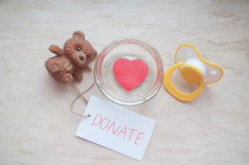 volunteer boxes, for donations, charity gathering for needy children, children give their toys to...