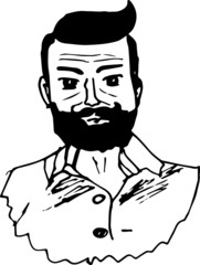 Men with a beard. Vector illustration. Hipsters. Black and white set for the hairdresser. Barbershop.