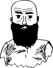 Men with a beard. Vector illustration. Hipsters. Black and white set for the hairdresser. Barbershop.