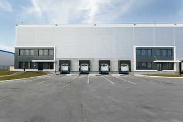 Fototapeta na wymiar front view of the building of a logistics center or warehouse