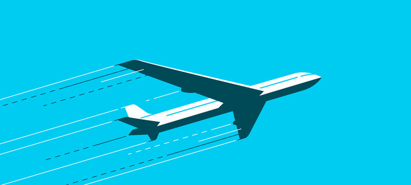 Flying airplane. Air transportation, airline, plane vector illustration