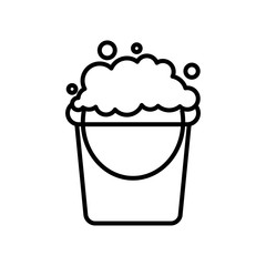 cleaning bucket with soapy water icon, line style