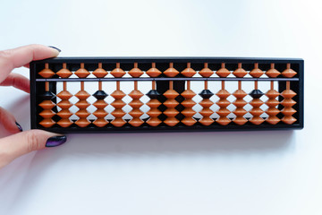 abacus for mental mathematics on a white background