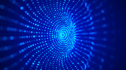 Wave of particles. Abstract background with a dynamic wave. Big data. 3d rendering.
