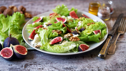 Healthy summer fig salad. Fresh foods low in calories. Diet food.