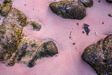 Close up of sands at Pink Beach, Komodo Island, East Nusa Tenggara, Indonesia