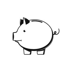 Piggy Bank Black flat design Icon Isolated on white background