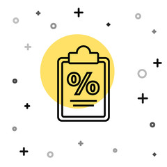 Black line Finance document icon isolated on white background. Paper bank document for invoice or bill concept. Random dynamic shapes. Vector Illustration.