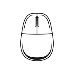 Computer mouse Black flat design Icon Isolated on white background