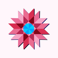 This is a polygonal pattern. This is a blue and pink geometric mandala. Kaleidoscope pattern. This is a vector arabic geometric symbol.