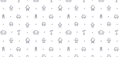 Pattern for furniture concept with outline icons for home decor, furniture store, renovation. Flat vector design. Modern graphic design. Home accessories.
