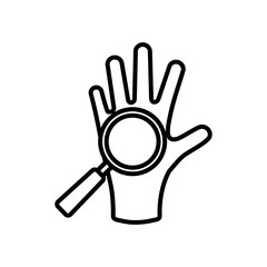 clean hand and magnifying glass icon, line style