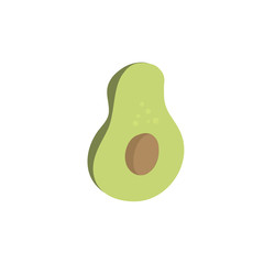 Vector avocado icon.Vector illustration.  Avocado illustration in flat minimalism style. White background. Hand drown.