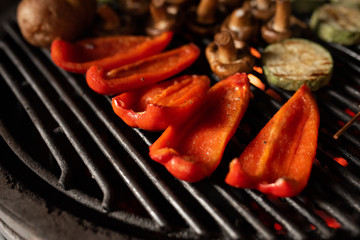 Cooking process. Hands of the cook prepare the dish