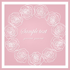 invitation card, pink rose frame