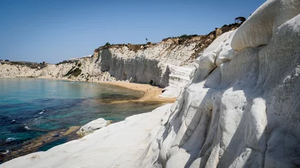 Crédence de cuisine en verre imprimé Scala dei Turchi, Sicile les falaises de la scala dei turchi avec une spiaggia en sicile