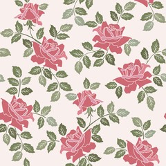 seamless floral background with pink roses