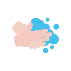 hands washing with water, flat style