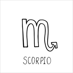 Scorpio isolated single simple astrology sign in vector