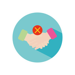 forbidden handshaking icon, block style