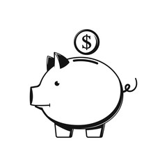Piggy Bank - Vector illustration icon Symbol flat design black icon on white background.