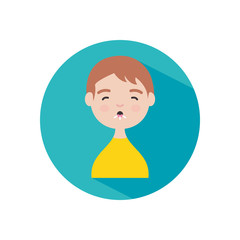 cartoon man coughing icon, block style