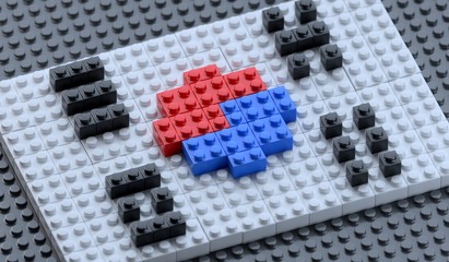 Flag of South Korea made of plastic block bricks