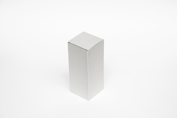 Blank White Product Package Box Mock-up. Container, Packaging Template on white .White cardboard box.Top view.High resolution photo.