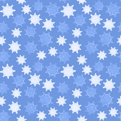 Virus seamless pattern. Repetitive 3d illustration of viruses on blue background