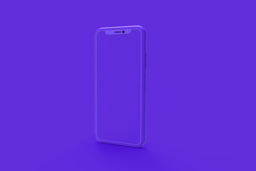 smart phone purple yellow background with copy space