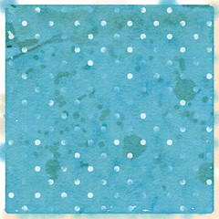 Blue watercolor background with polka dots