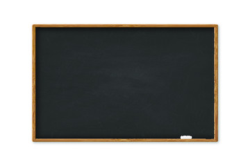 School blackboard with wooden frame, rubbed out dirty chalkboard. Vector illustration.