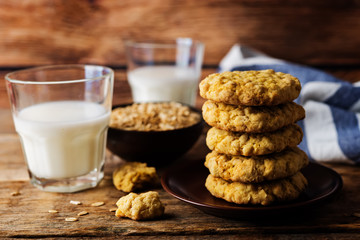 Pumpkin oatmeal cookies in a white plate