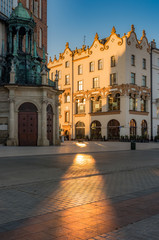 Fototapeta na wymiar Krakow, Poland, art nouveau house on the Main Square in the morning sunlight