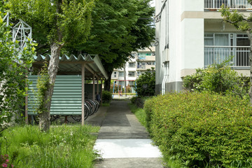 春日部市にある団地の風景　埼玉県春日部市　日本