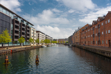 Modern apartment building on a sunny spring day a suburb of Copenhagen, Denmark