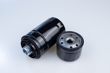 Car oil filter on a white background.