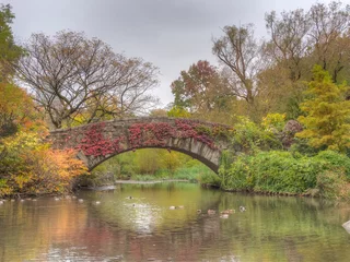 Gapstow Bridge in Central Park in autumn