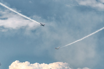 SOBIENIE SZLACHECKIE, POLAND - JUNE 16: PZL-130 during Sky Show on June 2018 in Sobienie Szlacheckie, Poland.