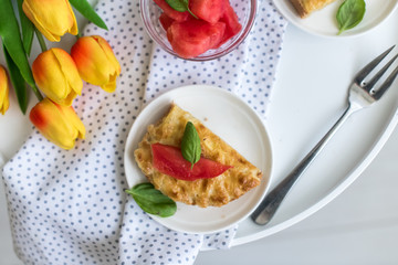 egg and cheese sandwich.romantic breakfast