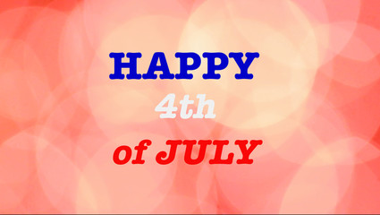 red and white abstract firework background for the 4th of july USA independence day celebration with a greeting in blue white and red letters