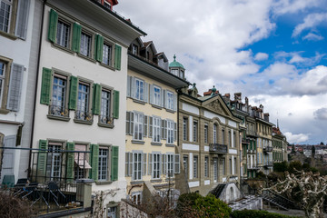 Fototapeta na wymiar Wall of houses in Bern, Switzerland