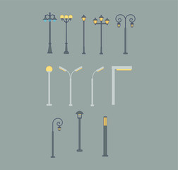 street lamps. illustration for web and mobile