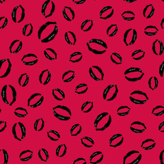 lip print trays fashionable seamless pattern black lips on a red background f