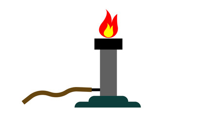 Lab burner with flame illustration