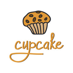 Hand lettering cupcake with illustration. Perfect for a poster or company logo