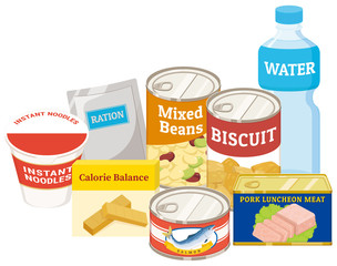 Emergency food set for disasters and natural disasters