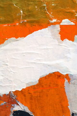 Old ripped torn posters grunge texture background creased crumpled paper backdrop placard surface / Urban street posters 