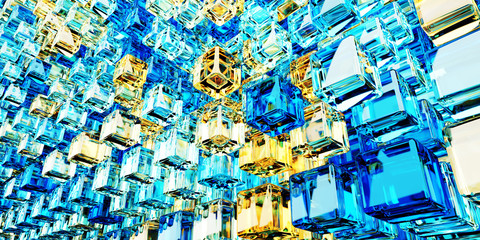 design element. 3d illustration. rendering. color glass cubes abstract, background