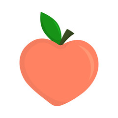 sweet peach isolated on white, vector illustration